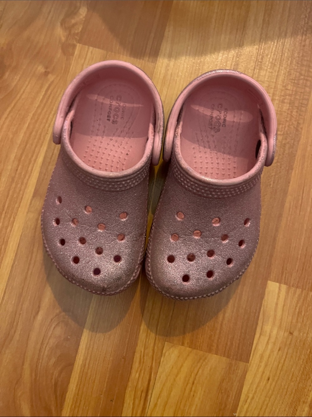 Kids' Pink Glitter Crocs Clog Sandals  Size 7